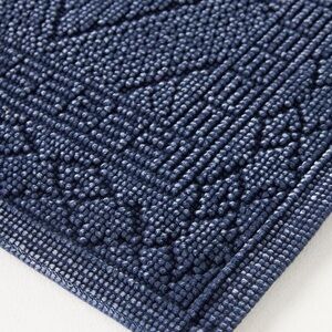Anthropologie Misona Stonewashed 100% Cotton Bath Mat Runner in Navy